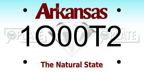 1O00T2 Arkansas License Plate