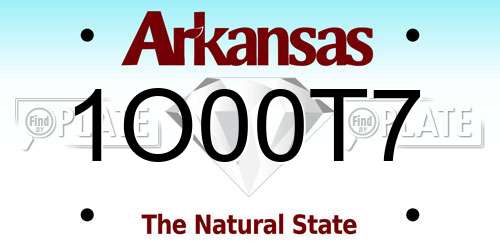 1O00T7 Arkansas License Plate