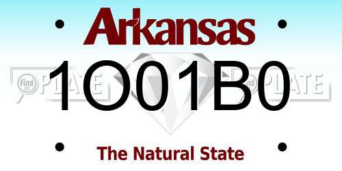 1O01B0 Arkansas License Plate
