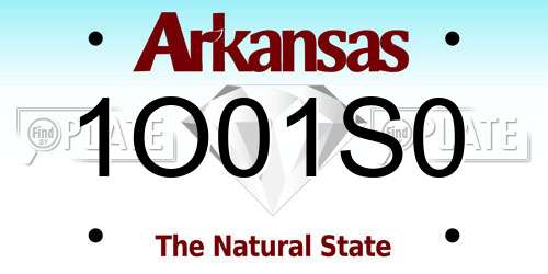 1O01S0 Arkansas License Plate