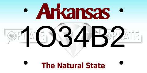 1O34B2 Arkansas License Plate