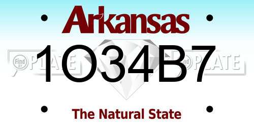 1O34B7 Arkansas License Plate