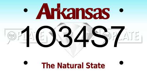 1O34S7 Arkansas License Plate