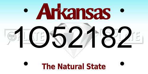 1O52182 Arkansas License Plate
