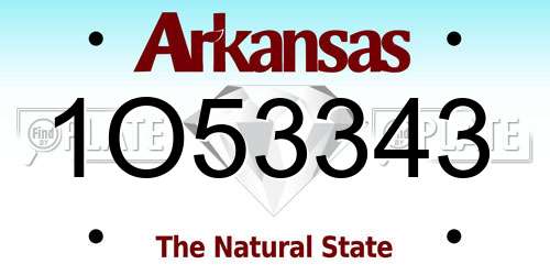 1O53343 Arkansas License Plate