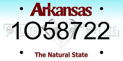 1O58722 Arkansas License Plate