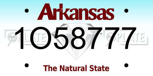 1O58777 Arkansas License Plate