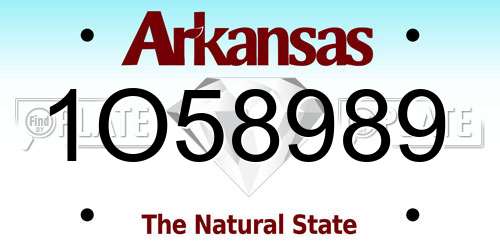 1O58989 Arkansas License Plate