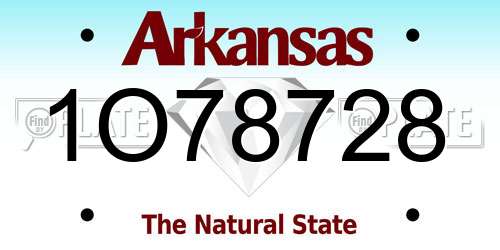 1O78728 Arkansas License Plate
