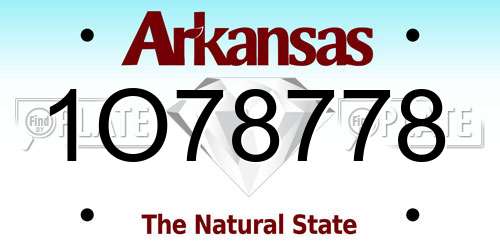 1O78778 Arkansas License Plate
