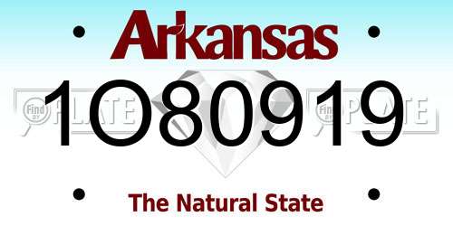 1O80919 Arkansas License Plate
