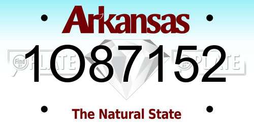 1O87152 Arkansas License Plate