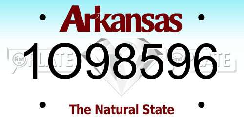 1O98596 Arkansas License Plate