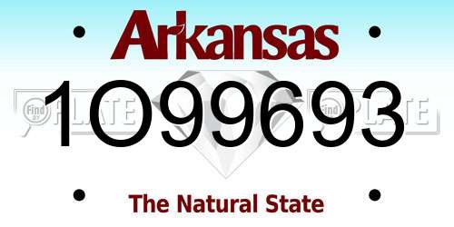 1O99693 Arkansas License Plate