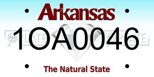 1OA0046 Arkansas License Plate