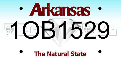 1OB1529 Arkansas License Plate