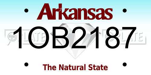 1OB2187 Arkansas License Plate