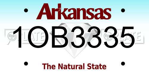 1OB3335 Arkansas License Plate