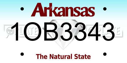 1OB3343 Arkansas License Plate