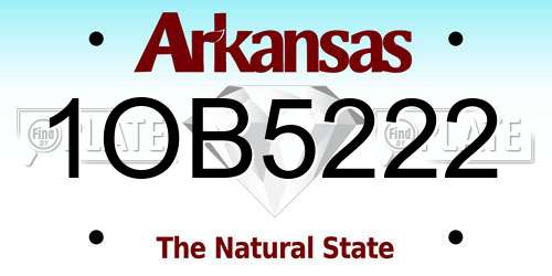 1OB5222 Arkansas License Plate
