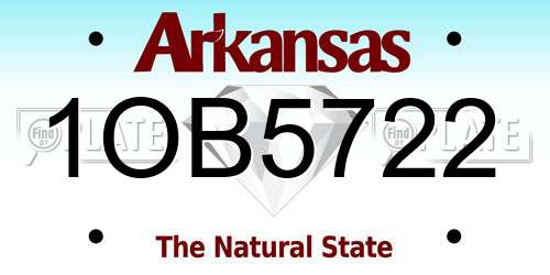 1OB5722 Arkansas License Plate