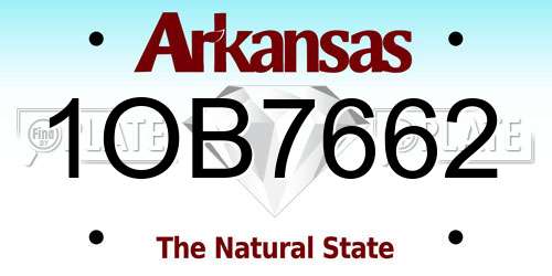 1OB7662 Arkansas License Plate