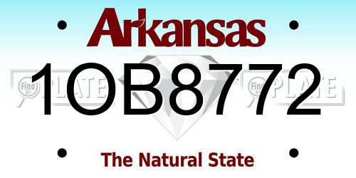 1OB8772 Arkansas License Plate