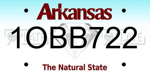 1OBB722 Arkansas License Plate