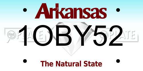 1OBY52 Arkansas License Plate