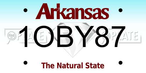 1OBY87 Arkansas License Plate