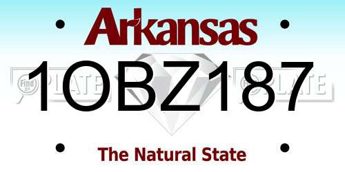 1OBZ187 Arkansas License Plate