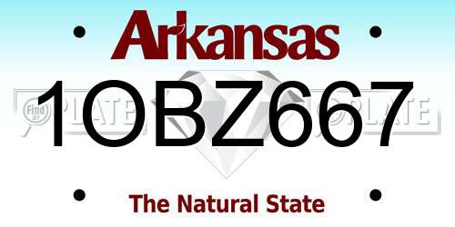 1OBZ667 Arkansas License Plate
