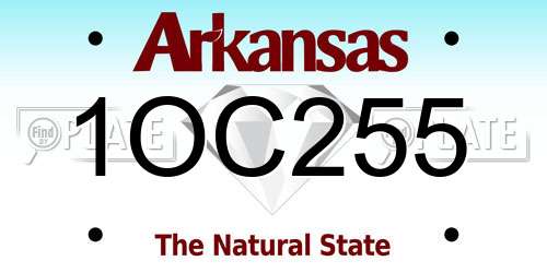1OC255 Arkansas License Plate