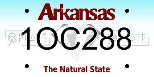1OC288 Arkansas License Plate