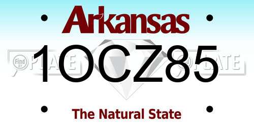 1OCZ85 Arkansas License Plate