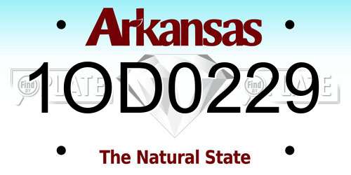 1OD0229 Arkansas License Plate