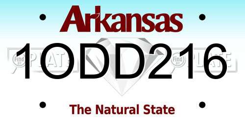 1ODD216 Arkansas License Plate