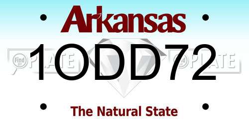 1ODD72 Arkansas License Plate
