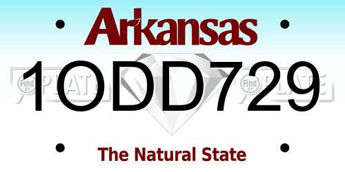 1ODD729 Arkansas License Plate