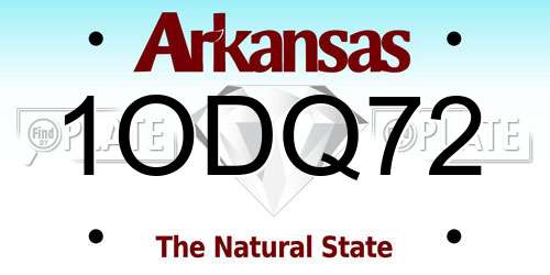 1ODQ72 Arkansas License Plate