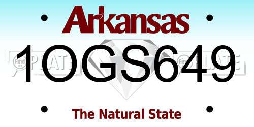 1OGS649 Arkansas License Plate
