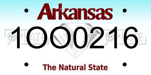 1OO0216 Arkansas License Plate