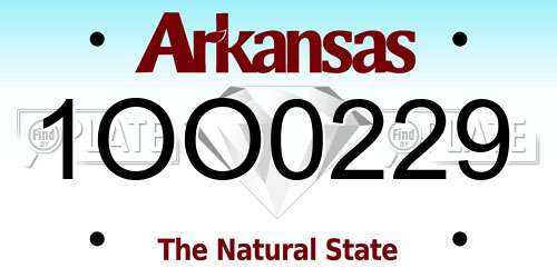 1OO0229 Arkansas License Plate