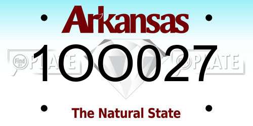 1OO027 Arkansas License Plate