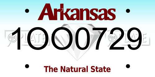1OO0729 Arkansas License Plate