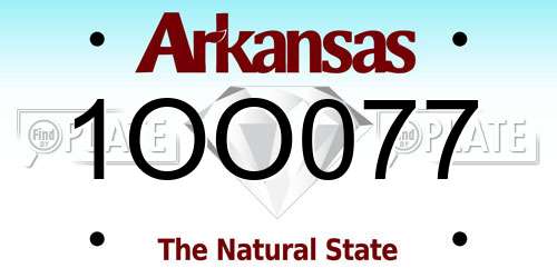 1OO077 Arkansas License Plate
