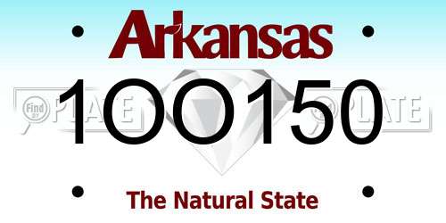 1OO150 Arkansas License Plate