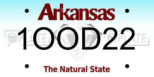 1OOD22 Arkansas License Plate