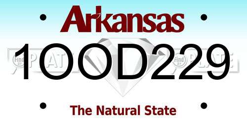 1OOD229 Arkansas License Plate