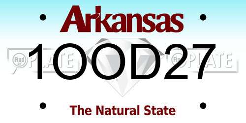 1OOD27 Arkansas License Plate